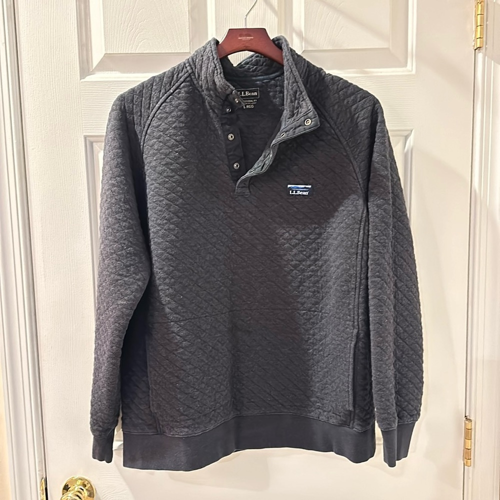LL Bean charcoal quilted snap
